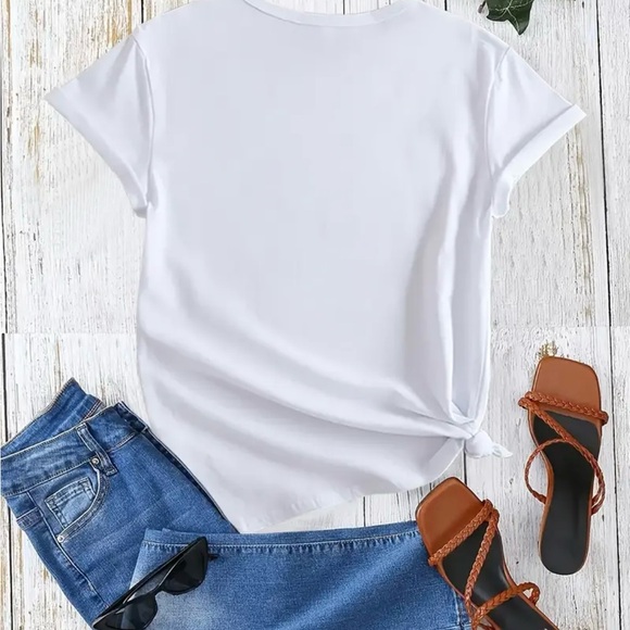 Women's White Graphic Tee - Donut Print - Picture 3 of 3